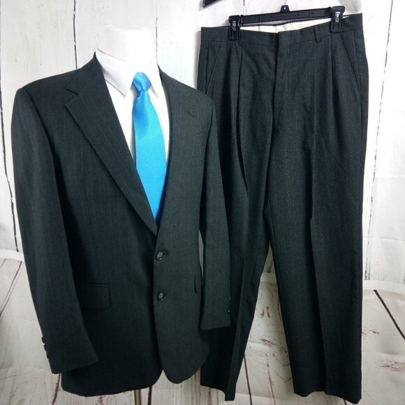 Botany 500 Couture 41R Charcoal Striped 2pc Suit - Picture 1 of 15